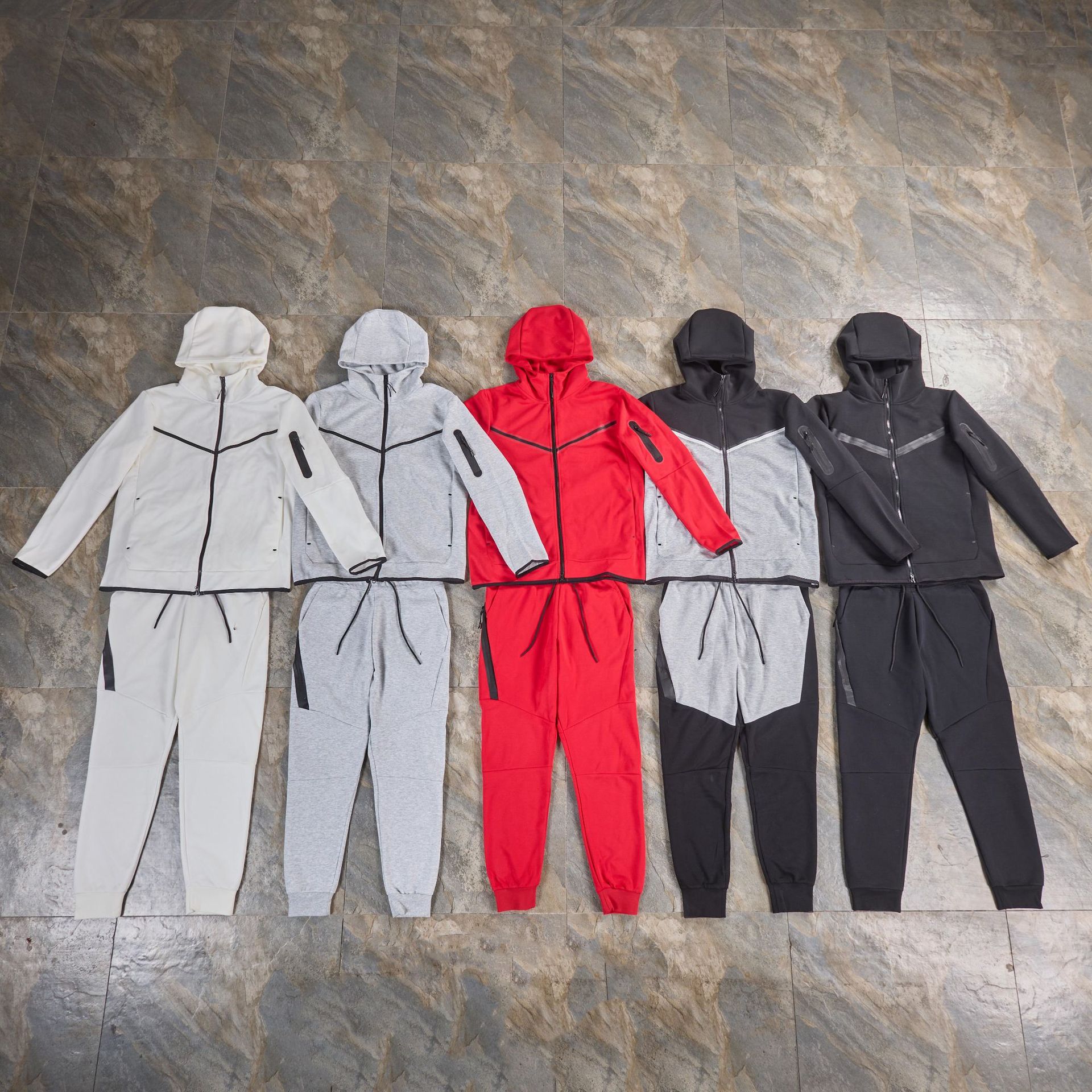 Traje deportivo primavera y otoño capa de aire algodón de punto con capuzas con cremallera camiseta deportiva casual pantalones largos drill set hombre