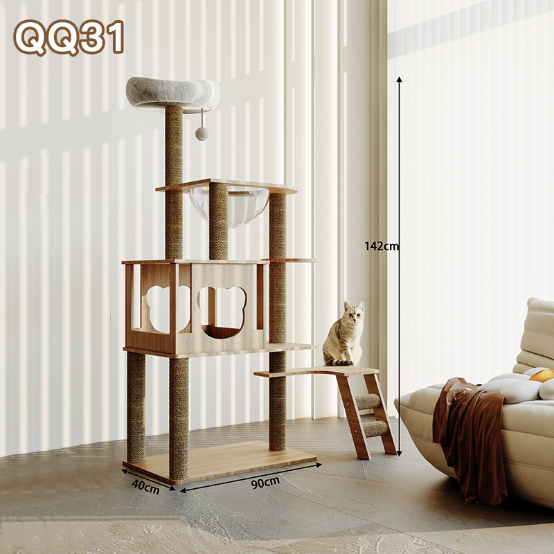 Marco de escalada para gatos al por mayor de fábrica, marco de escalada para gatos grande integrado de lujo, nido para gatos de lujo, árbol para gatos, hogar para gatos