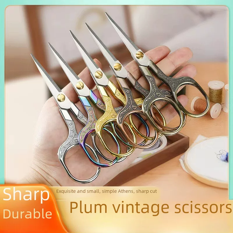 Retro scissors stainless steel, origami, handmade, with embroidery