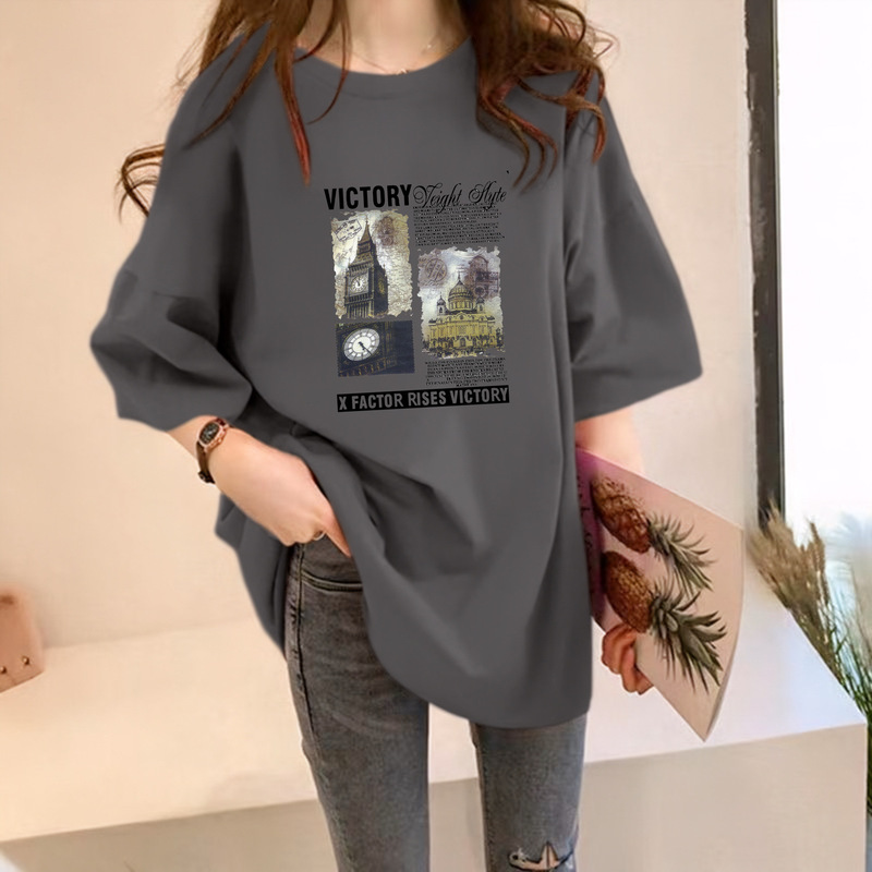 Pure Cotton Plus-Size Women's Summer Loose Short-Sleeve T-Shirt, New Mid-Length Style, Suitable as an Inner Layer, Trendy Top