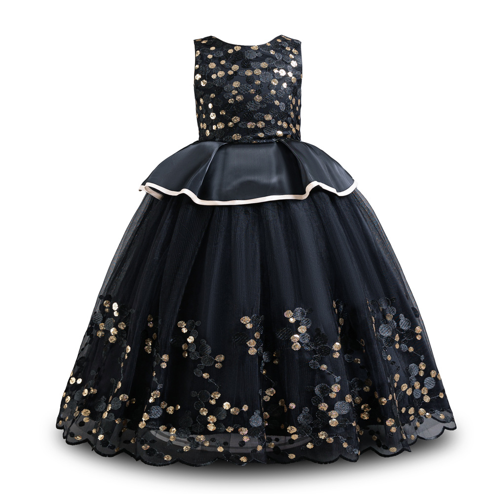 Europa y los Estados Unidos transfronterizos niños vestidos de sequillas chicas temperamento vestido de princesa de estilo largo en stock 8020