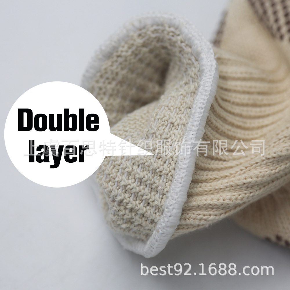 工厂直供7针涤棉劳保工作手套双层耐高温双面点PVC防滑耐磨印logo