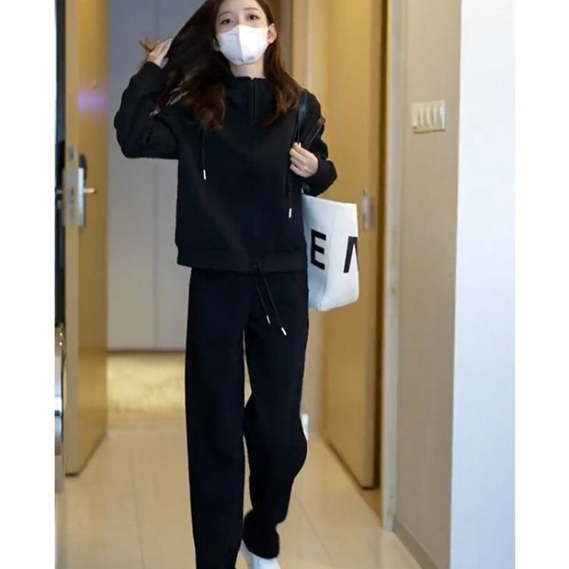 高级感运动服套装女春秋学生韩版宽松显瘦时尚卫衣休闲两件套跑步|undefined