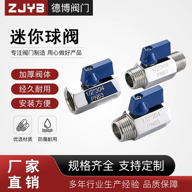 Мини-шаровой кран из нержавеющей стали 304, внутренняя и внешняя резьба, небольшой шаровой кран, гигиенический класс для пищевых продуктов, шаровой кран с внутренней резьбой высокого давления, 2 точки, 4 точки