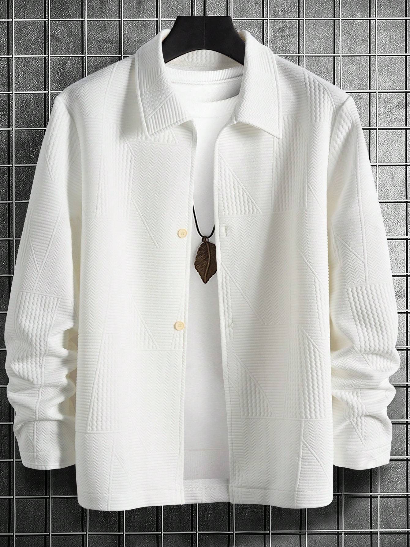 Men's Monochrome Jacquard Casual Single Breasted Jacket_voghion.com