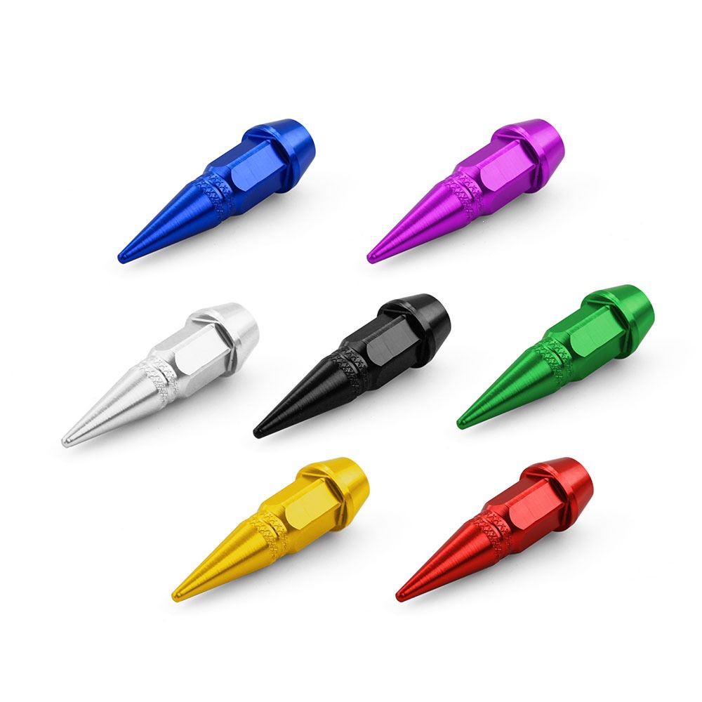 Universal Bullet-Shaped Screw Valve Caps for Cars, Personalized Modified Pointed Valve Stems for Bicycles and Motorcycles, Iridescent