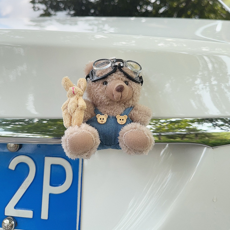 Colgante de cola de automóvil lindo peluche oso muñeca muñeca baúl de automóvil decoración de decoración de motocicleta eléctrica