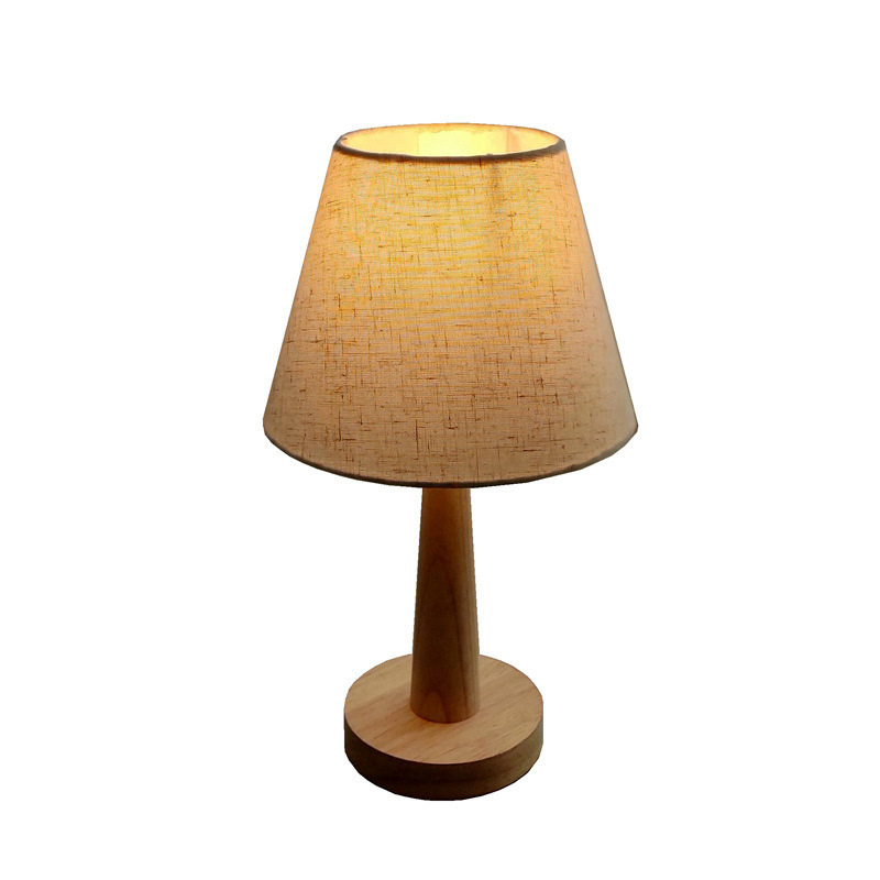 Lámpara de escritorio de madera sólida decoración de dormitorio moderna Led cabecera lámpara de tela estudio luz de noche regalo de cumpleaños creativo