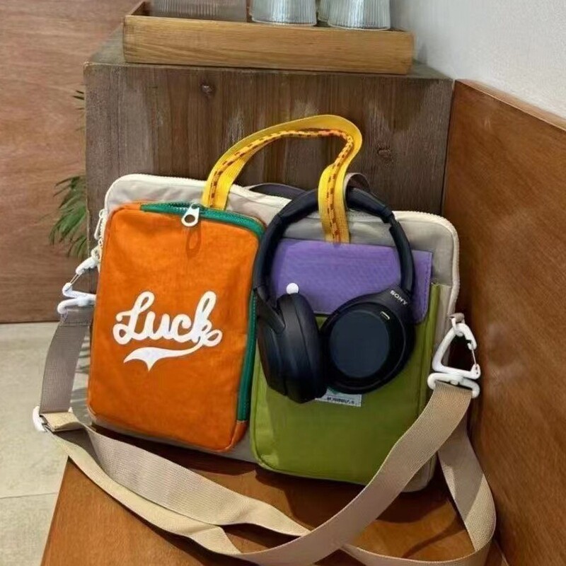 Large-Capacity 16-Inch Dual-Purpose Computer Bag, Portable Shoulder Tablet Bag for Commuting, Japanese-Style Dopamine Color-Blocking Crossbody Bag Large-Capacity 16-Inch Dual-Purpose Computer Bag, Portable Shoulder Tablet Bag for Commuting, Japanese-Style Dopamine Color-Blocking Crossbody Bag