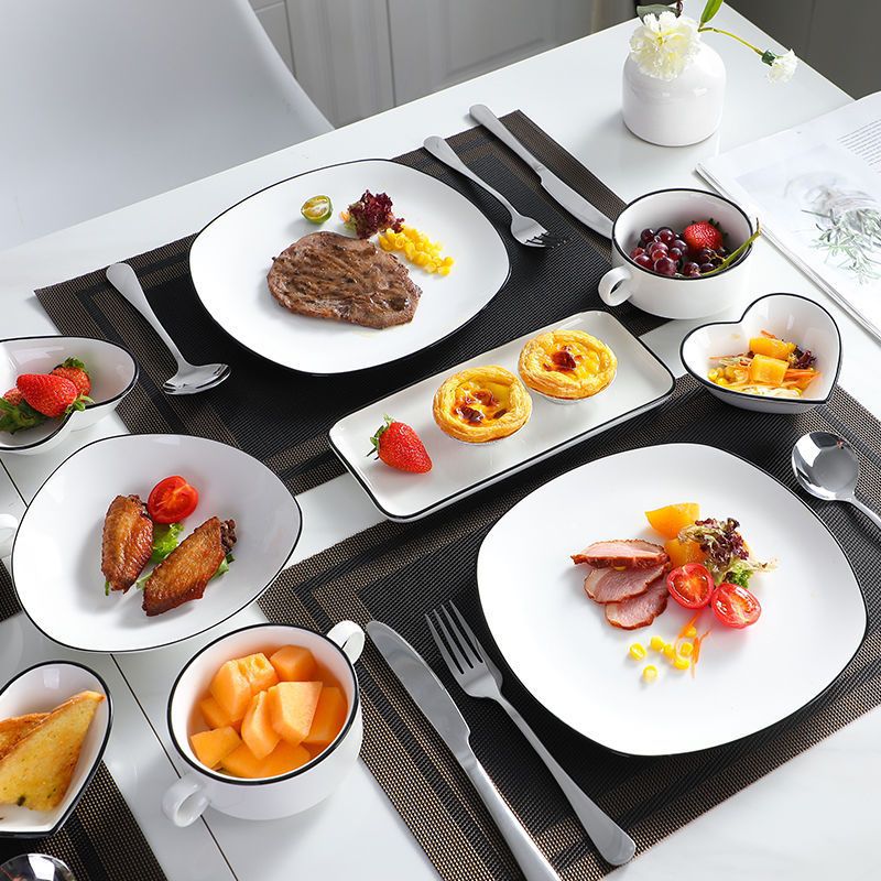 欧式创意高颜值西餐餐具全套简约牛排刀叉盘子套装家用情侣陶瓷盘