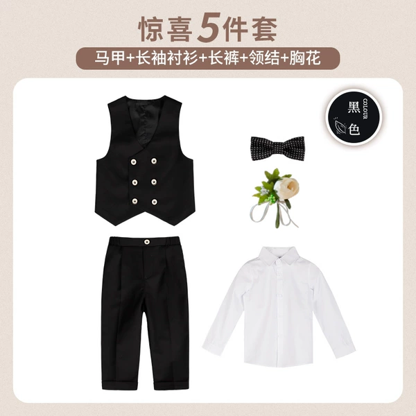 Black vest, set, shirt