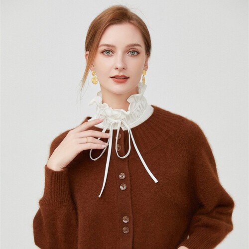 Lotte Cotton Collar for Kids and Adults, Lotus Edge Tie Band Collar, Lace Decorated Collar