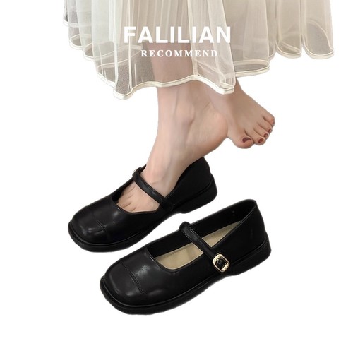 Artistic low-top shallow mouth one-piece Mary Jane small leather shoes, suitable for commuting and versatile, 2025 summer new single shoes