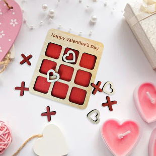 Cross-border new products tic-tac-toe game chessboard Valentine's Day dating gift props wooden crafts ornaments A23