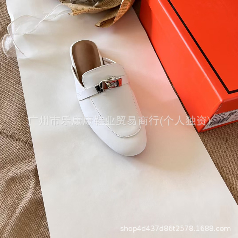 H's Baotou ハーフスリッパ レディース アウターウェア サンダル 2025 新しいロックフラットミュールシューズ多用途怠惰な旅行靴|undefined