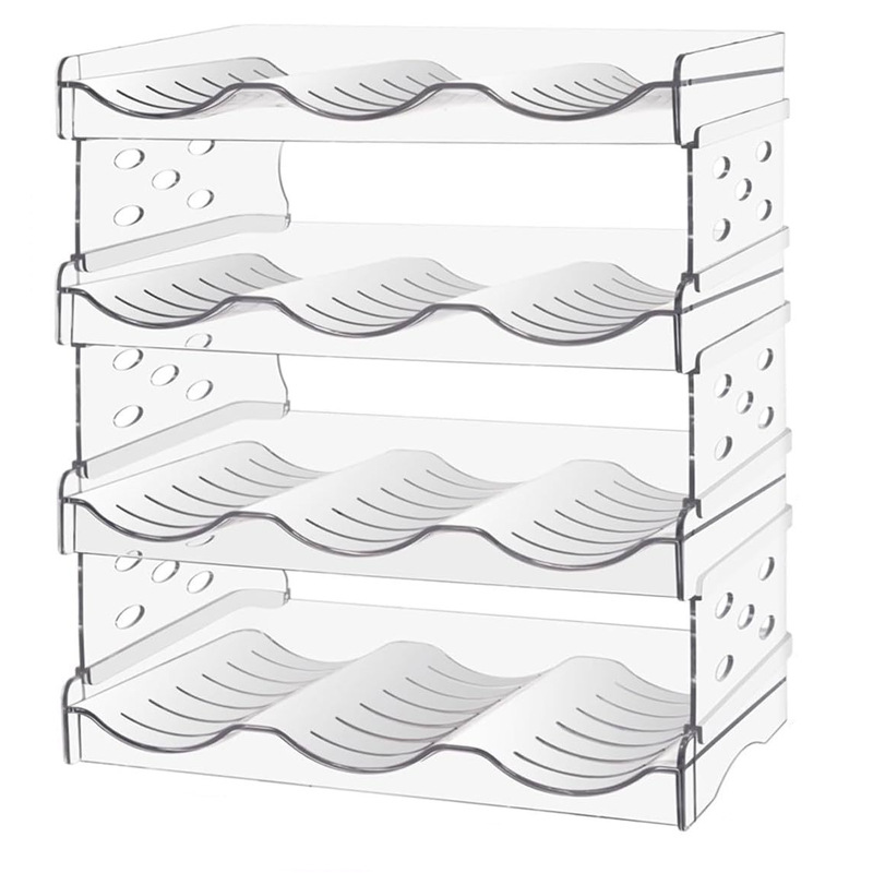 跨境水瓶收纳架台面可叠加透明葡萄酒展示架冰箱红酒架家用置物架