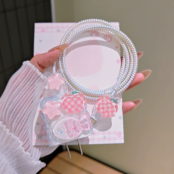 Icy Pink Fish/Pink Star/Ice Transparent Apple [Full Set of Protection] Suitable for Apple 20W