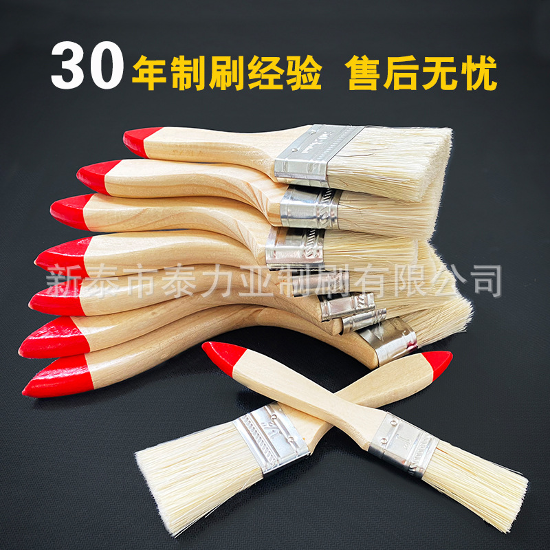 Mango de madera cepillo de pintura de cabeza roja cepillo de cerdas cepillo de barbacoa industrial impermeable limpieza cepillo marino al por mayor todo tipo de cepillos pequeños