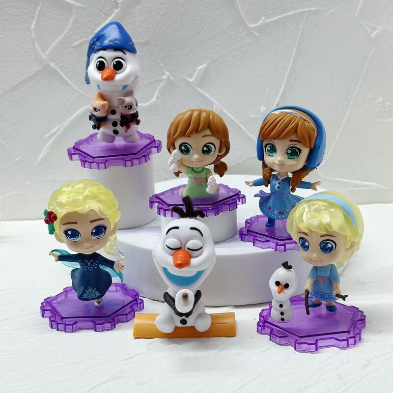 6 Frozen Anime Princesses Q Version Elsa and Anna Peripheral Ice Queen Figure Doll Desktop Ornaments