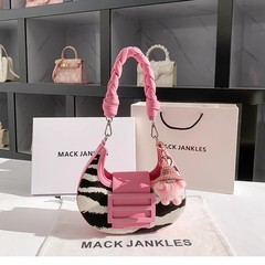 CDIWRI & KARIの新型の小さい大衆のシマウマの紋様の馬の毛のわきの下は女性の秋冬のシングル肩の新月の法の棒を包んで卸売りを包みます。