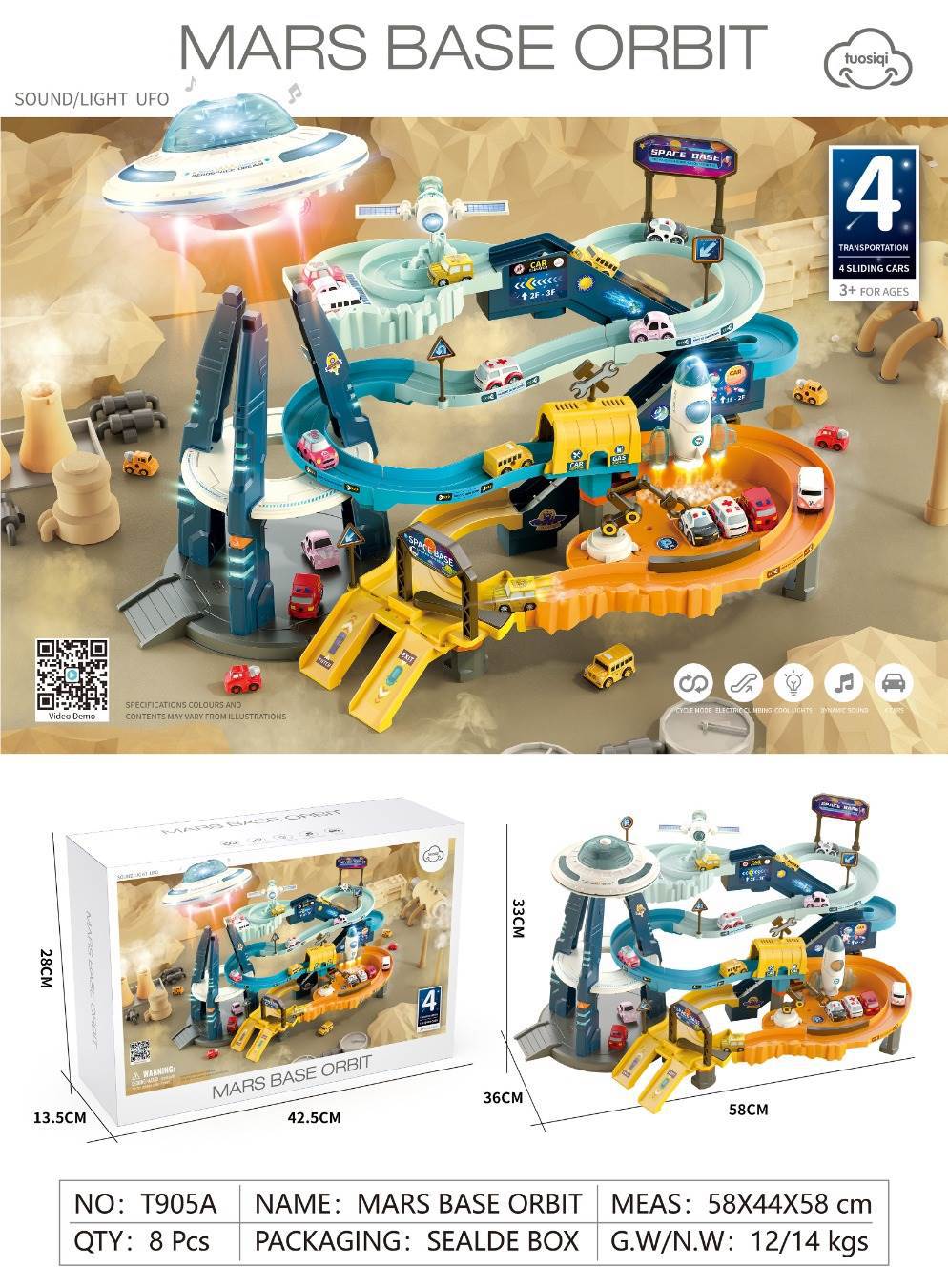 Coche de pista de montaña enrollable de dinosaurios, coche de aventura, estacionamiento, juguete educativo para niños de 3 años