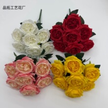 7头西洋玫瑰仿真玫瑰花束婚庆路引拱门装饰假花家居插花绢花批发