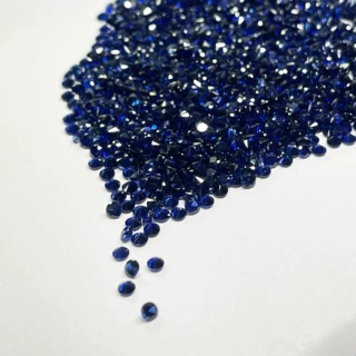 实验室培育蓝宝石圆形厘石 培育皇家蓝裸石批发培育珠宝镶嵌加工