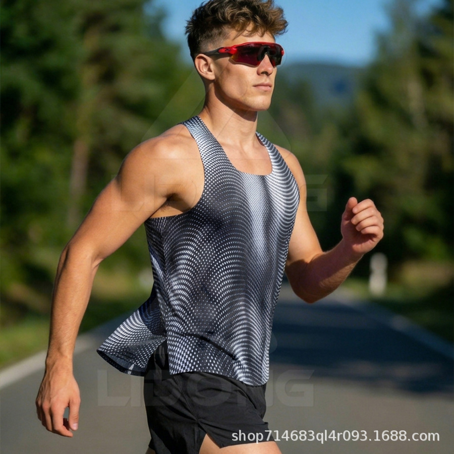 Cross-border zero-resistance running vest for men, suitable for training, competition, running, fitness, and athletics, with cross straps and quick-drying sports design