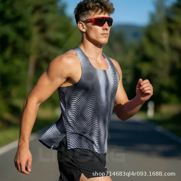 Cross-border zero-resistance running vest for men, suitable for training, competition, running, fitness, and athletics, with cross straps and quick-drying sports design