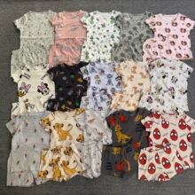 外贸童装批发 夏季新款短袖卡通纯棉套装 欧美范 男童女童