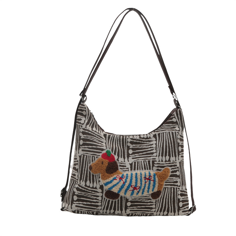 Casual bolso de gran capacidad a cuadrillas mujeres 2024 nuevo estilo popular crayón perro mochila de hombro bolso de hombro