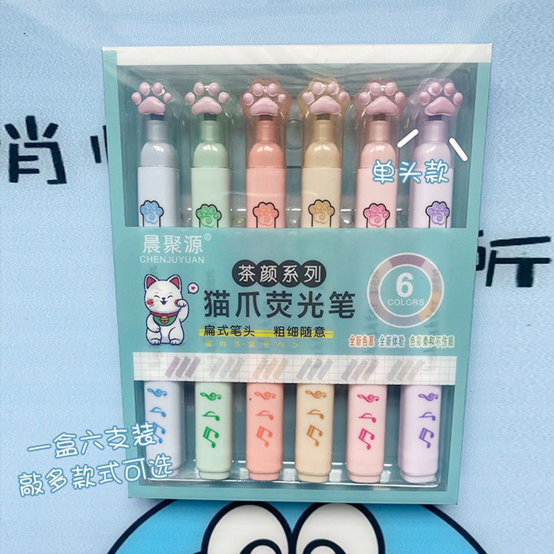 Resaltador creativo, protección ocular, diseño de garra de gato, marca estudiantil