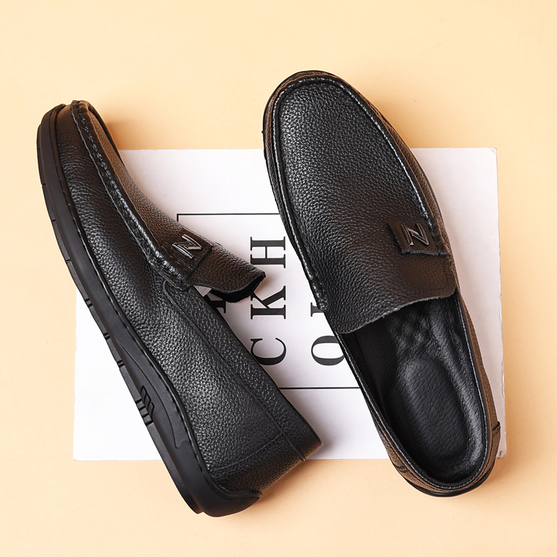 Primera capa de piel de vaca nuevos hombres mocasines de cuero genuino de los hombres mocasines slip-on casual papá zapatos de los hombres zapatos de cuero suave