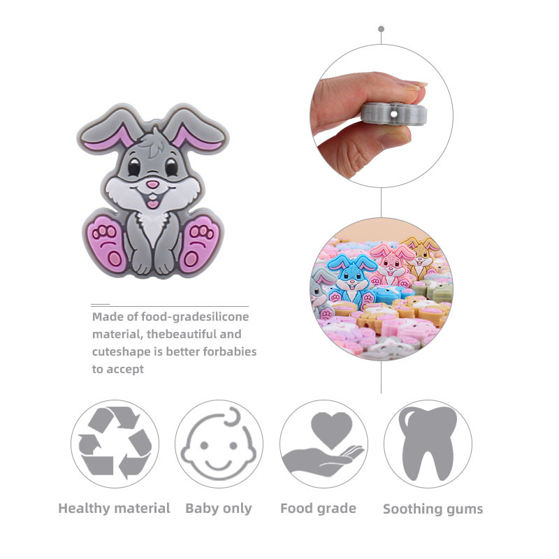 Suministros para bebés silicona conejo mordedor cuentas a granel mordedor cuentas DIY bebé molar pezón cadena pequeños accesorios