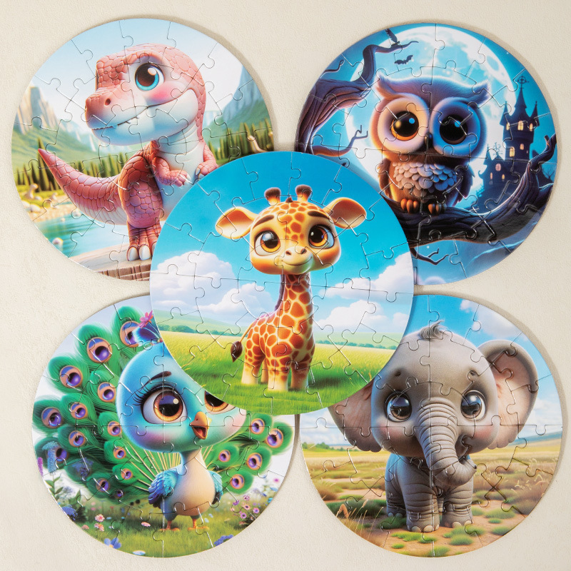 Educación temprana de madera para niños 28 piezas de rompecabezas de dibujos animados de estilo animal dinosaurio marino rompecabezas de dibujos animados