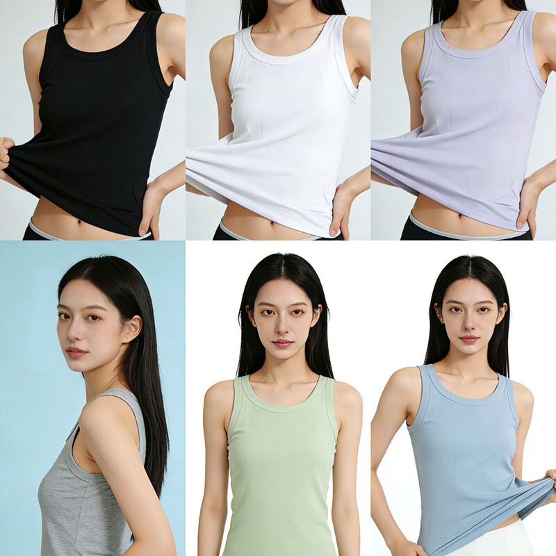 2025 New Threaded Camisole Women's Broad Shoulder Inner and Outerwear Women's Anti-Exposed Easiest for Match Slim Bottoming Top