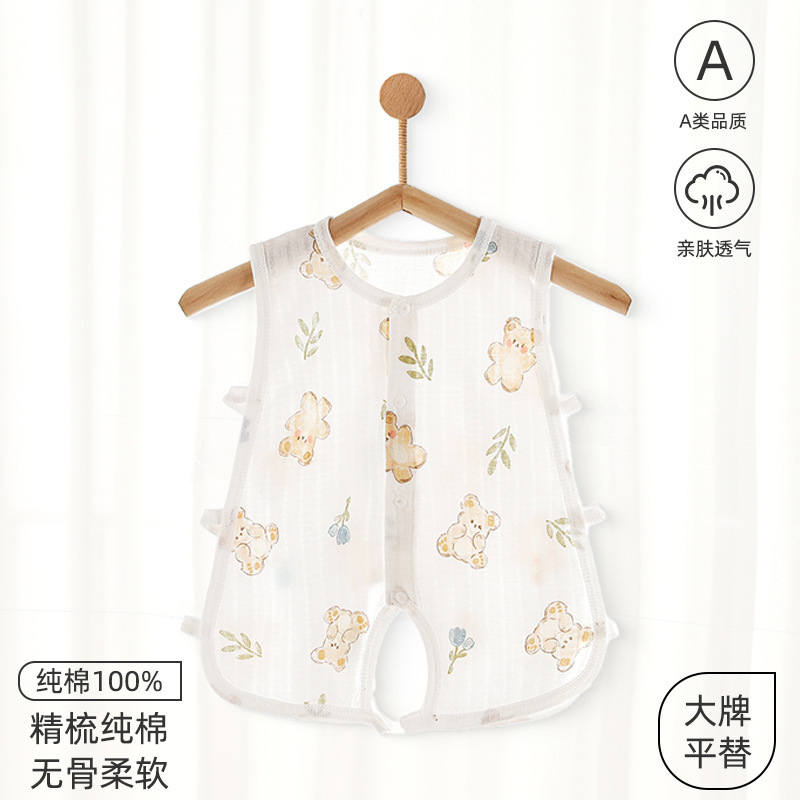 Baby's jumpsuit summer thin sleeveless super cute pipa suit baby full moon hundred days old clothes category a pure cotton