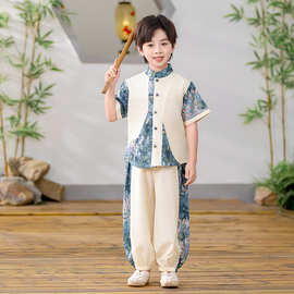 男童汉服套装2025新款新中式国风夏装男孩儿童古装表演服古风唐装