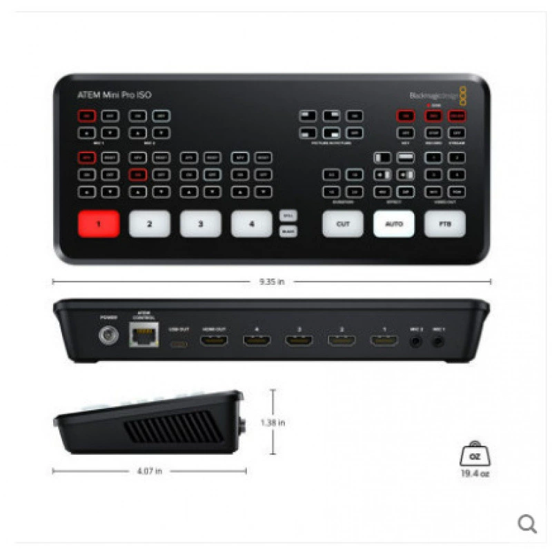 Чёрный видеорекордер Blackmagic HyperDeck Studio HD Mini, двойной слот SD и двойной SSD
