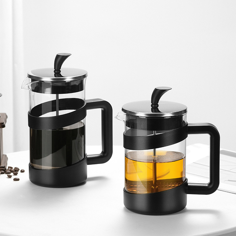 Heat-Resistant Glass French Press Pot, Household Coffee Pot, Stainless Steel Filter Tea Maker, French Hand-Brewed Tea Pot, Filter Press Tea Pot