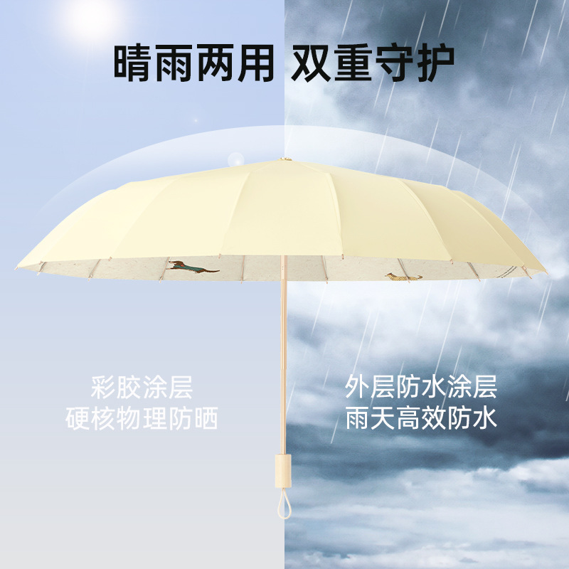 治愈系16骨晴雨两用防晒太阳伞高颜值彩胶防晒伞加粗耐用折叠雨伞|undefined