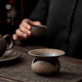 粗陶创意过滤功夫茶具茶道陶瓷全瓷一体茶漏套装过滤器茶隔过滤网