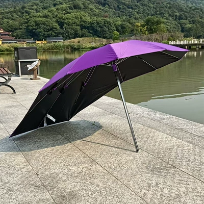 Stand, Delivery Bike Umbrella, Scooter — Elektromobil üçün ön şüşə çətiri (günlük) - purple-solid-color-extended-length-vinyl-single-umbrella-default-item