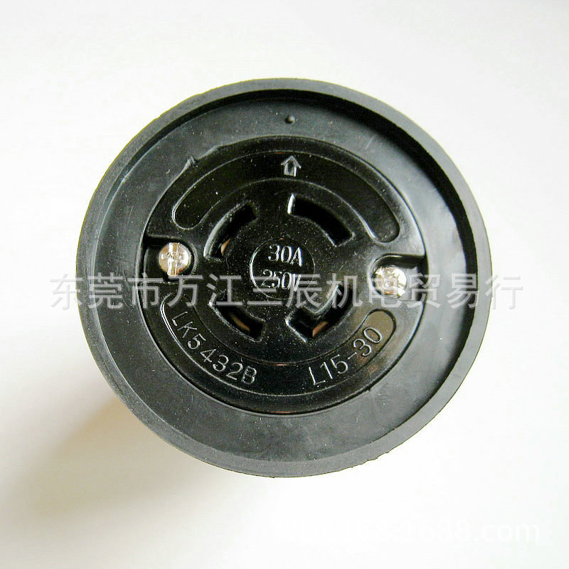 台湾美规防摔自锁LK5432B 30A125V L15-30电木纯铜加厚版工业插座
