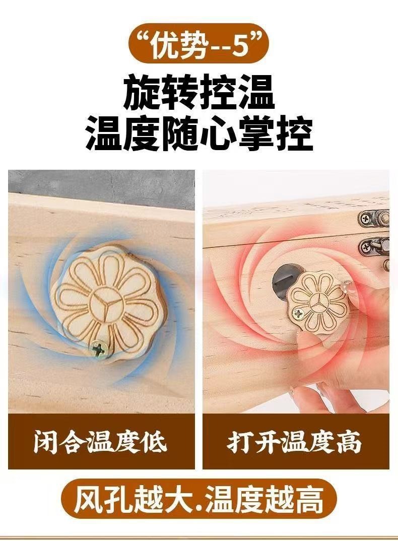 Wooden Moxibustion Box Portable Moxa Warmer 4-6 Hole Ai Jiu Tool for Traditional Warm Therapy in use