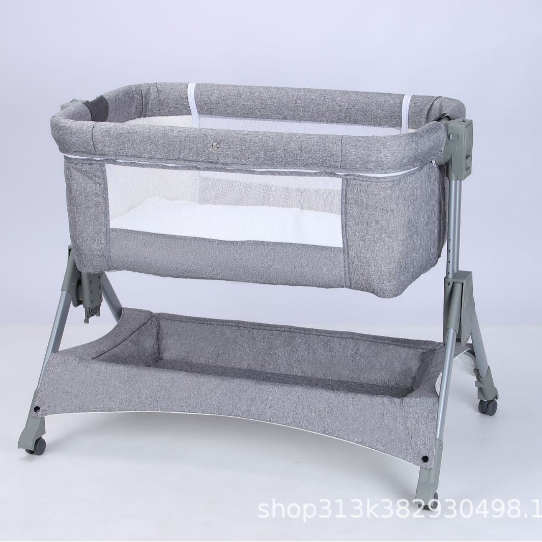 Baby Crib Can Be Spliced Together to Form a Large Bed, No Installation Required, Movable and Foldable, Baby Cradle Bed with Mosquito Protection, Multifunctional