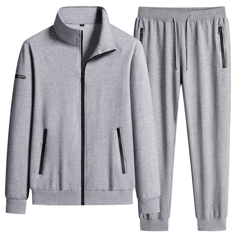 Transfronterizos algodón ropa deportiva casual hombre chaqueta de carrera chaqueta de mediana edad padres dos piezas conjunto de primavera y otoño 2026 image 3