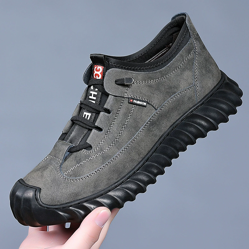 2024 весенне-Осенняя обувь из мягкой кожи, Мужская Рабочая обувь с большой головой, повседневные короткие сапоги с высоким верхом, модная обувь, обувь Martin, Мужская толстая подошва