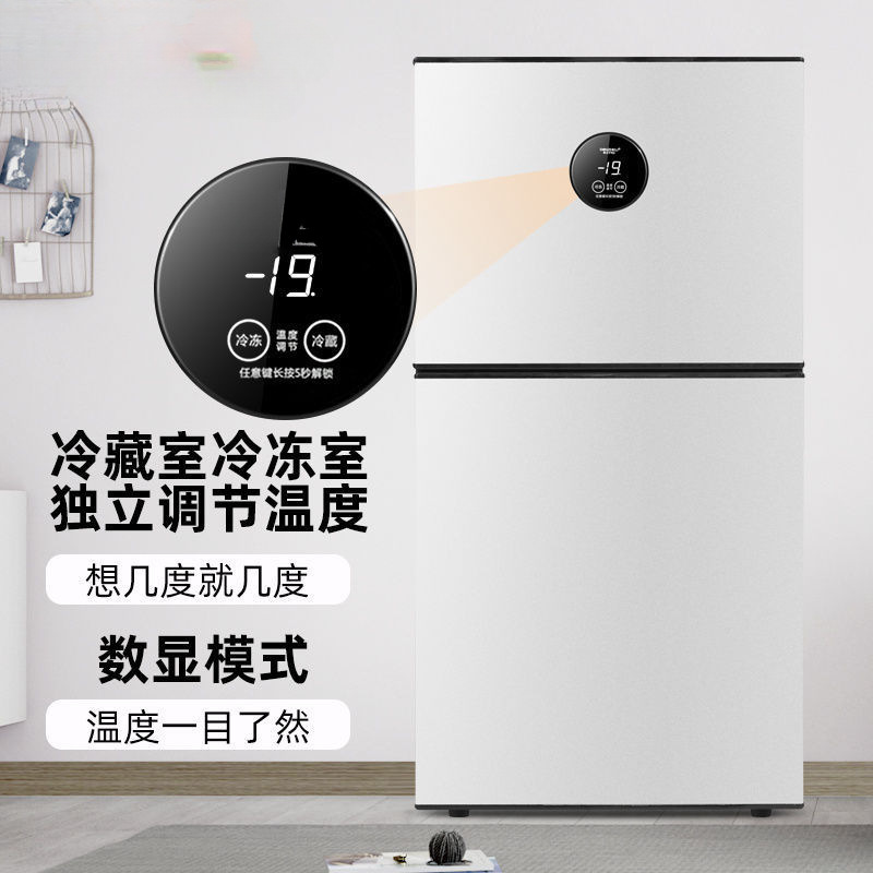 Small Refrigerator Double Door Large Freezer Refrigeration Energy-Saving Dual Temperature Home Rental Dormitory Car Dual-Use Small