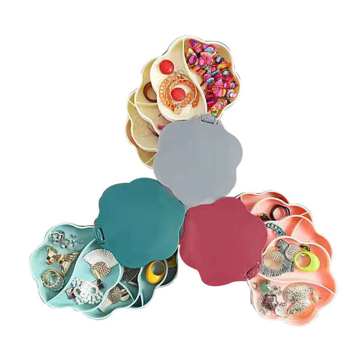 Hand jewelry box, multi-layer jewelry box, large capacity, earring, ear ring, necklace, plastic storage, rotating, portable jewelry box for women